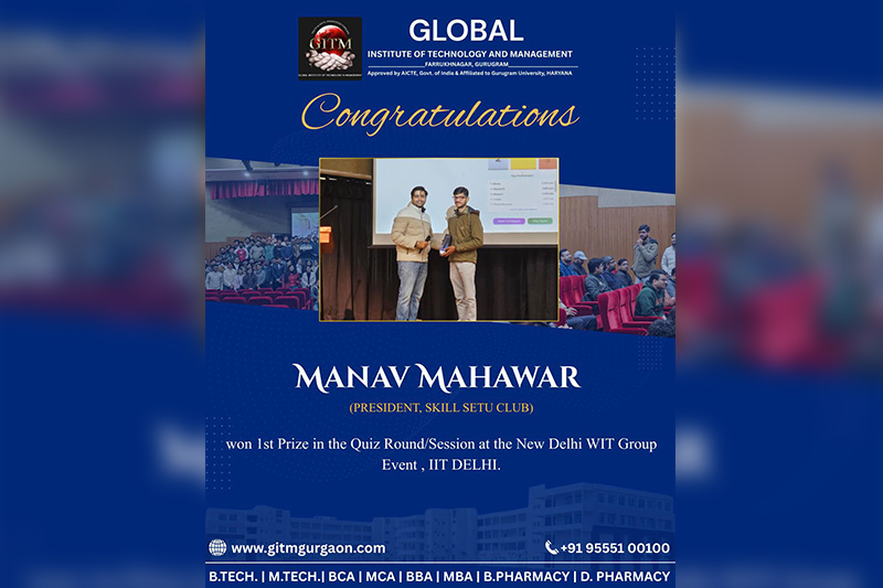 GITM Student Manav Mahawar Shines at National-Level Quiz Event, IIT Delhi