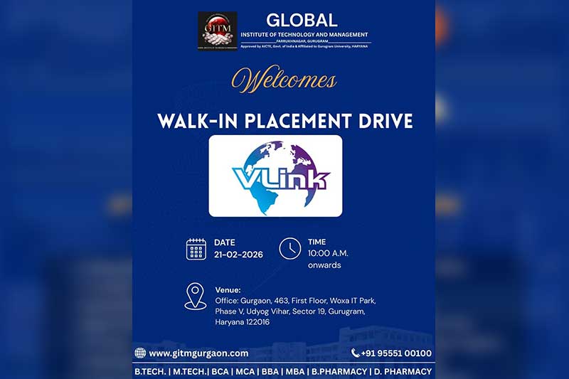 GITM Organizes Walk-In Placement Drive with V Link in Gurugram- 21st February 2026